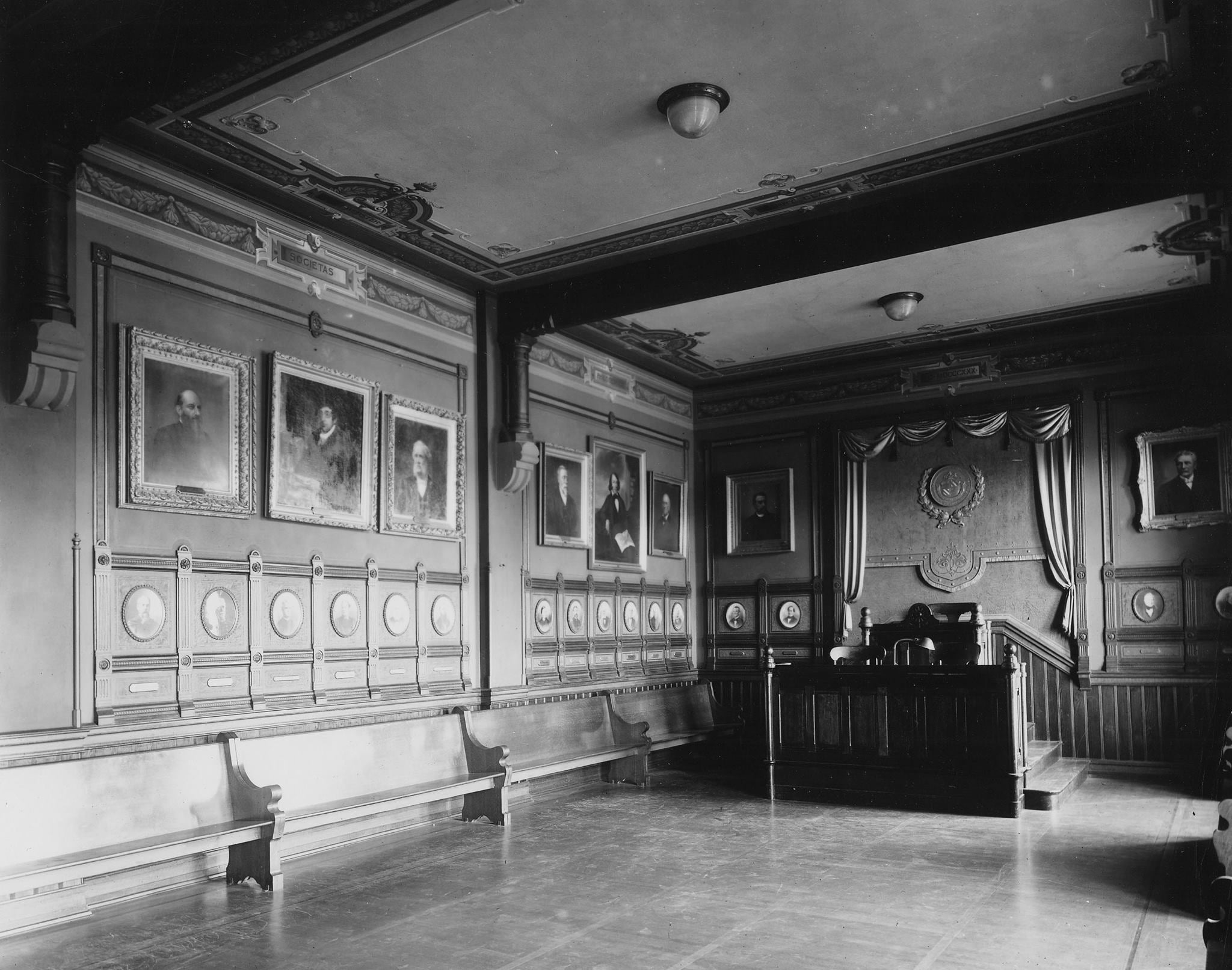 Philodemic Society debating room in Healy Hall, 1910
