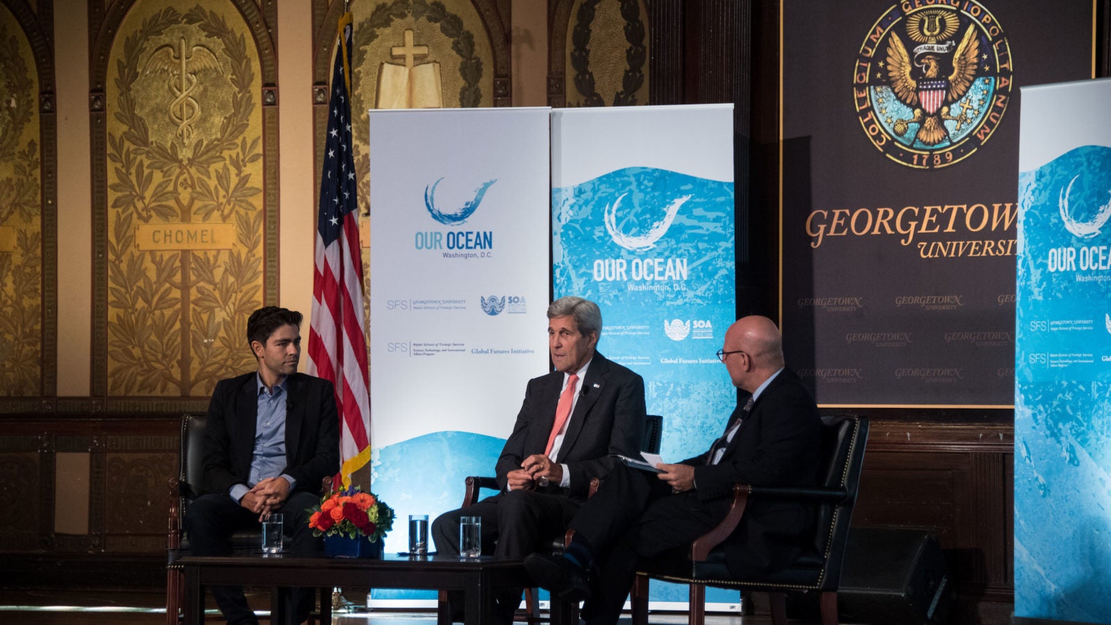 John Kerry, Adrian Grenier and Joel Hellman on Gason Stage