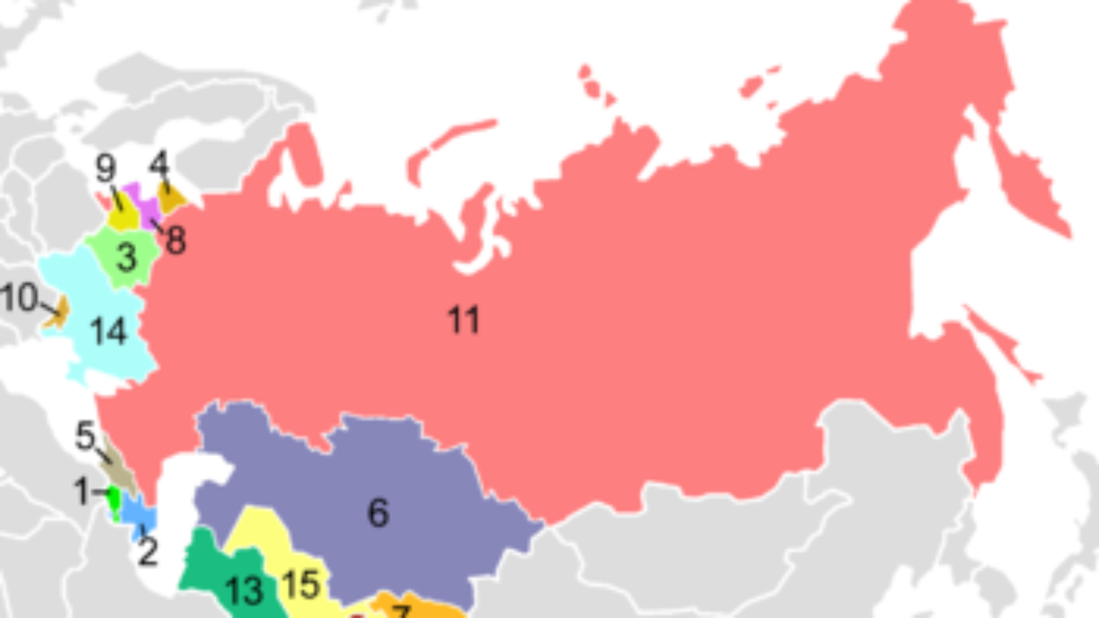 Map of the collapsed Soviet Union