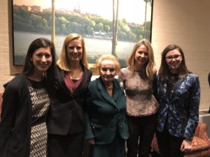 Freddy Kaiser with other TAs posing with Madeline Albright