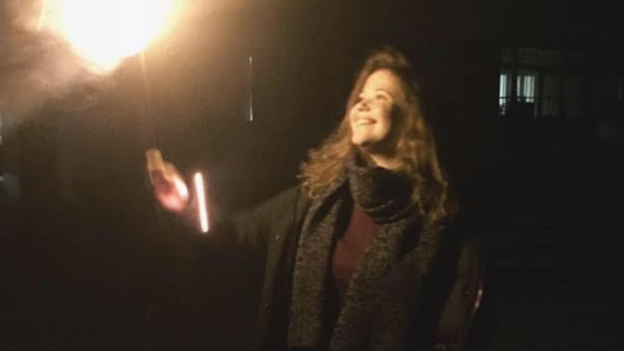 Andrea Moneton holding a firework