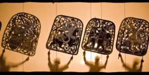 Traditional Cambodian shadow puppet show.