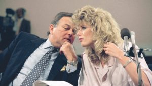 Cacheris talking with his client, Fawn Hall