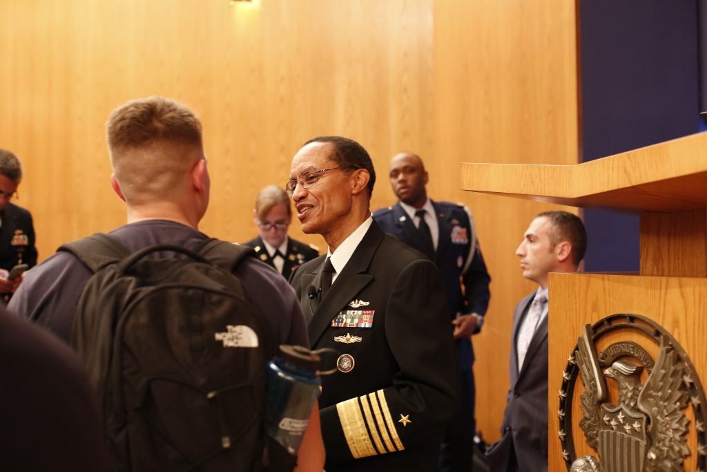 Admiral Cecil Haney visiting SFS classroom