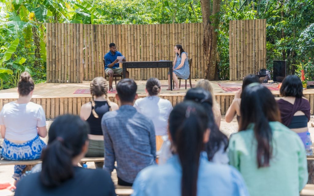 Georgetown Students share an impromptu english performance of Soung Sopheak’s original play “Driver Hom”