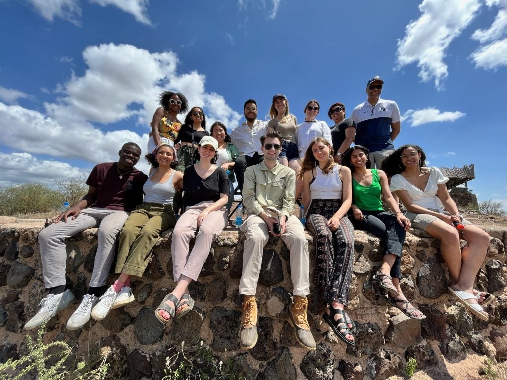 Participants in the Kenya trip pose for a group photo