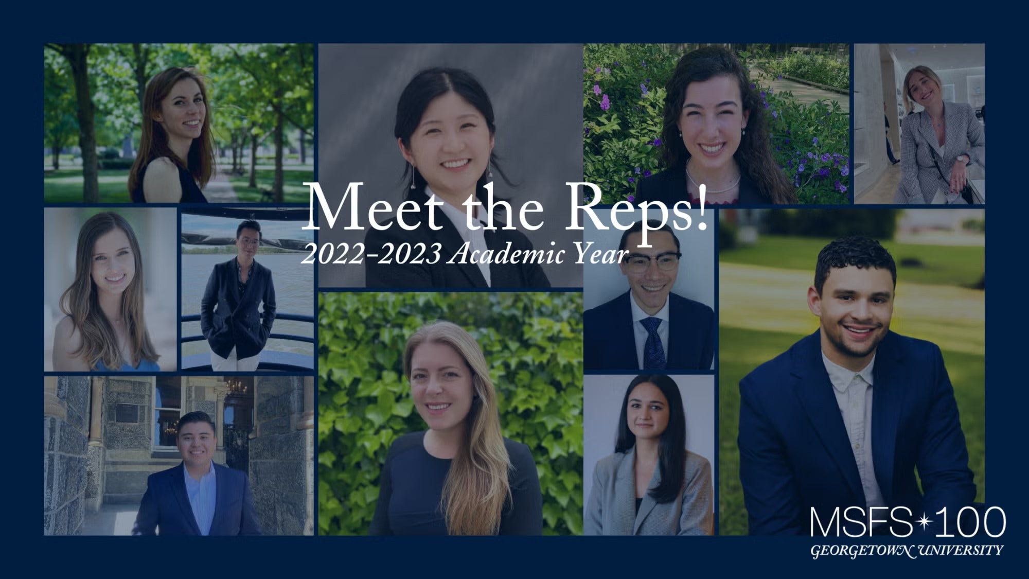 Collage of photos with each SFS representative from the 2022-2023 academic year.