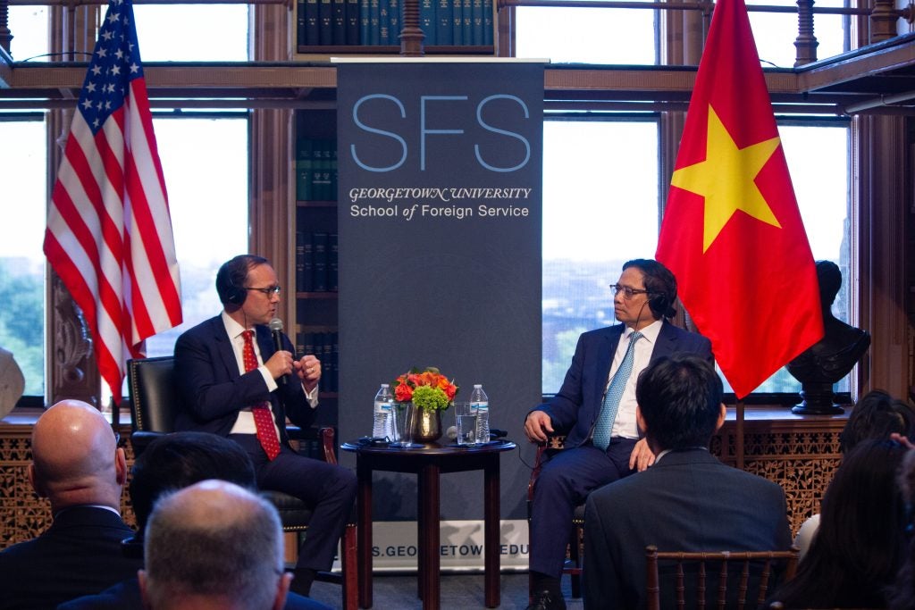 Prime Minister Phạm Minh Chính sits down in a conversation with Professor Evan Medeiros.