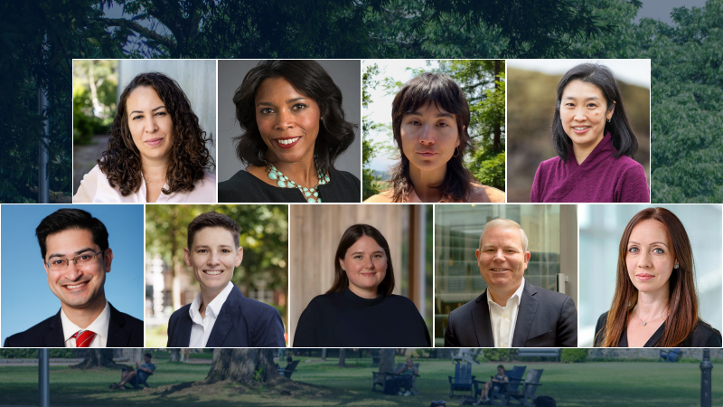 Photos of SFS new faculty: Amanda Pinheiro, Renee Bowen, Jane Komori, Denise Y. Ho, Rush Doshi, Renanah Joyce, Emma Smith, Lucy Zipf, and Jeremy Mathis