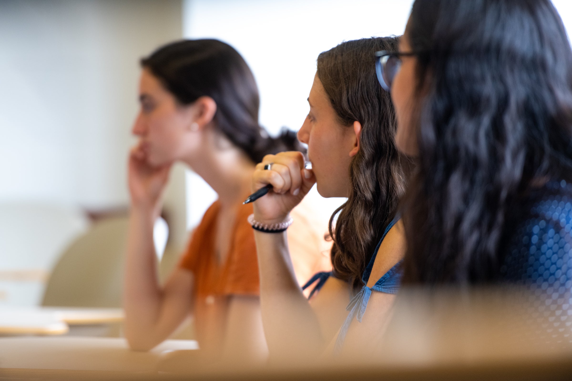 Students listening intently in class.