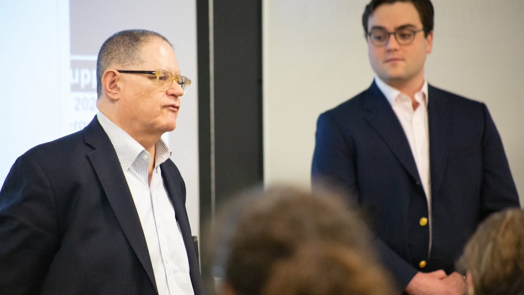 Visner addressing his students while teaching STIA 391