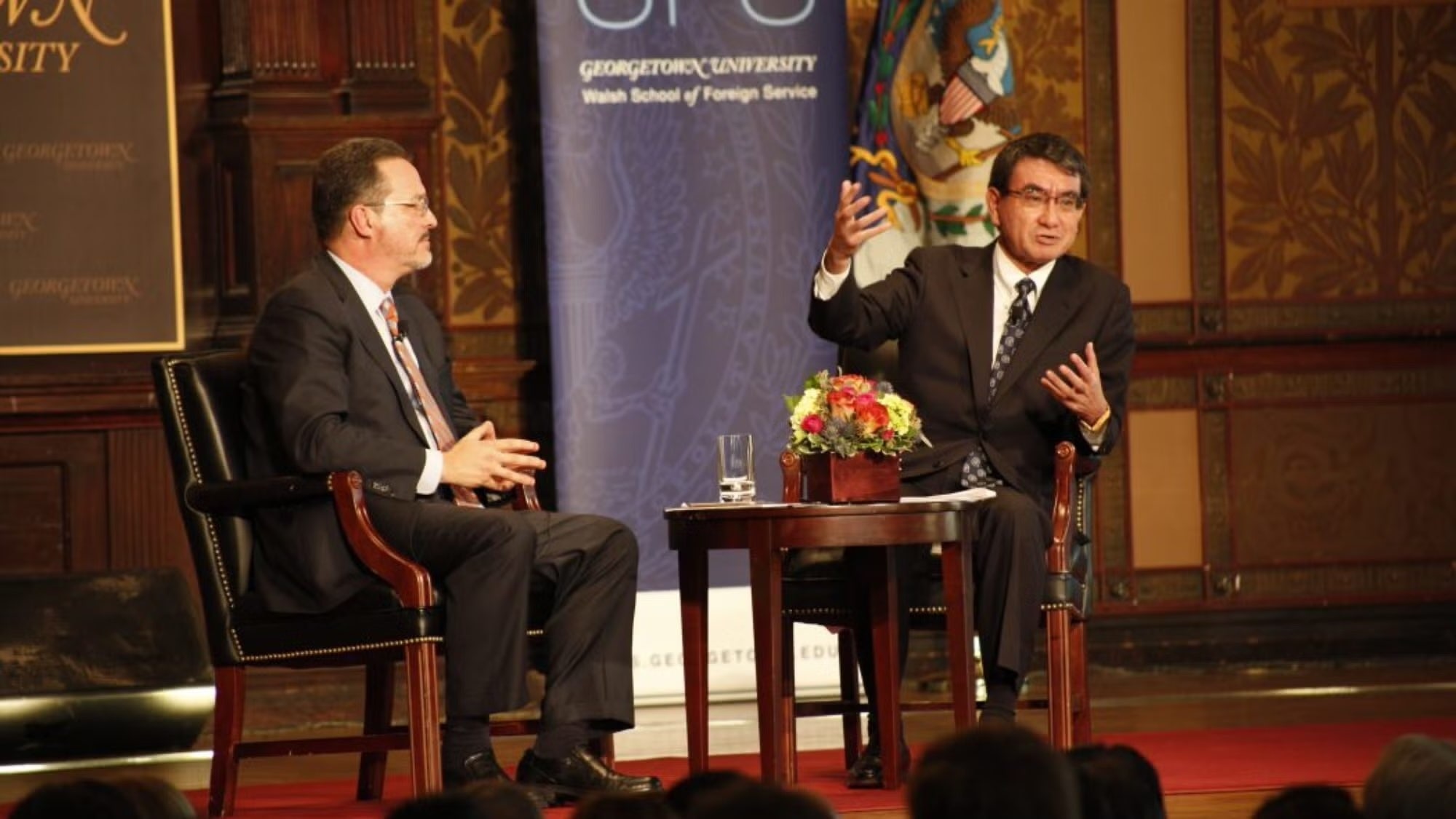 Minister of Japan speaking in Healy Hall