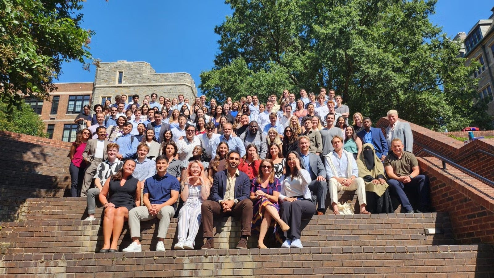 MSFS first-year students gathered for a final group picture to finish Orientation