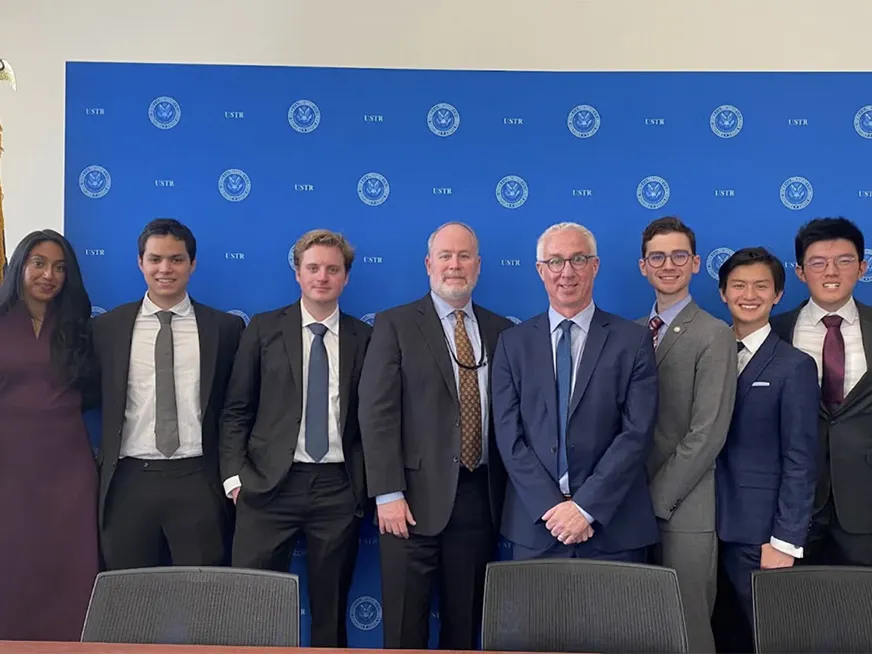 Students with professor Marc Bush at the United States Trade Representative