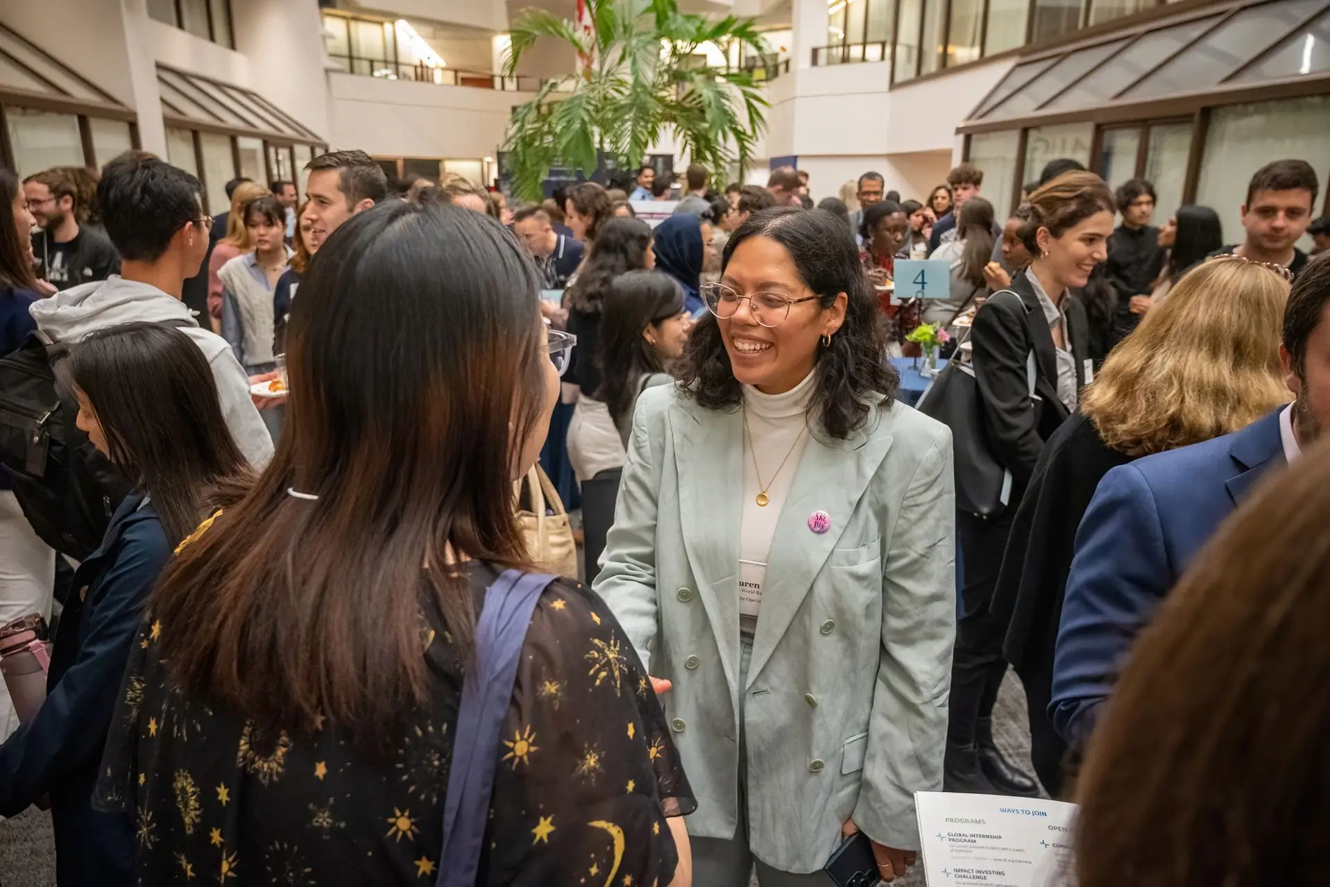 Students networking in the ICC