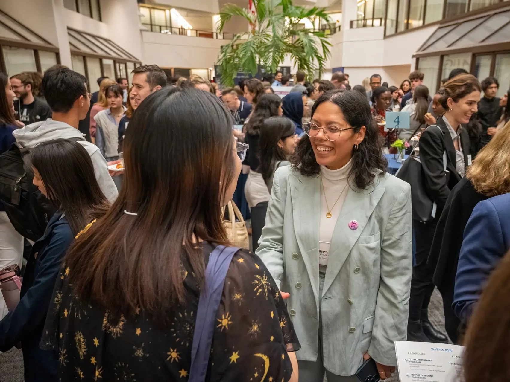 Students networking in the ICC