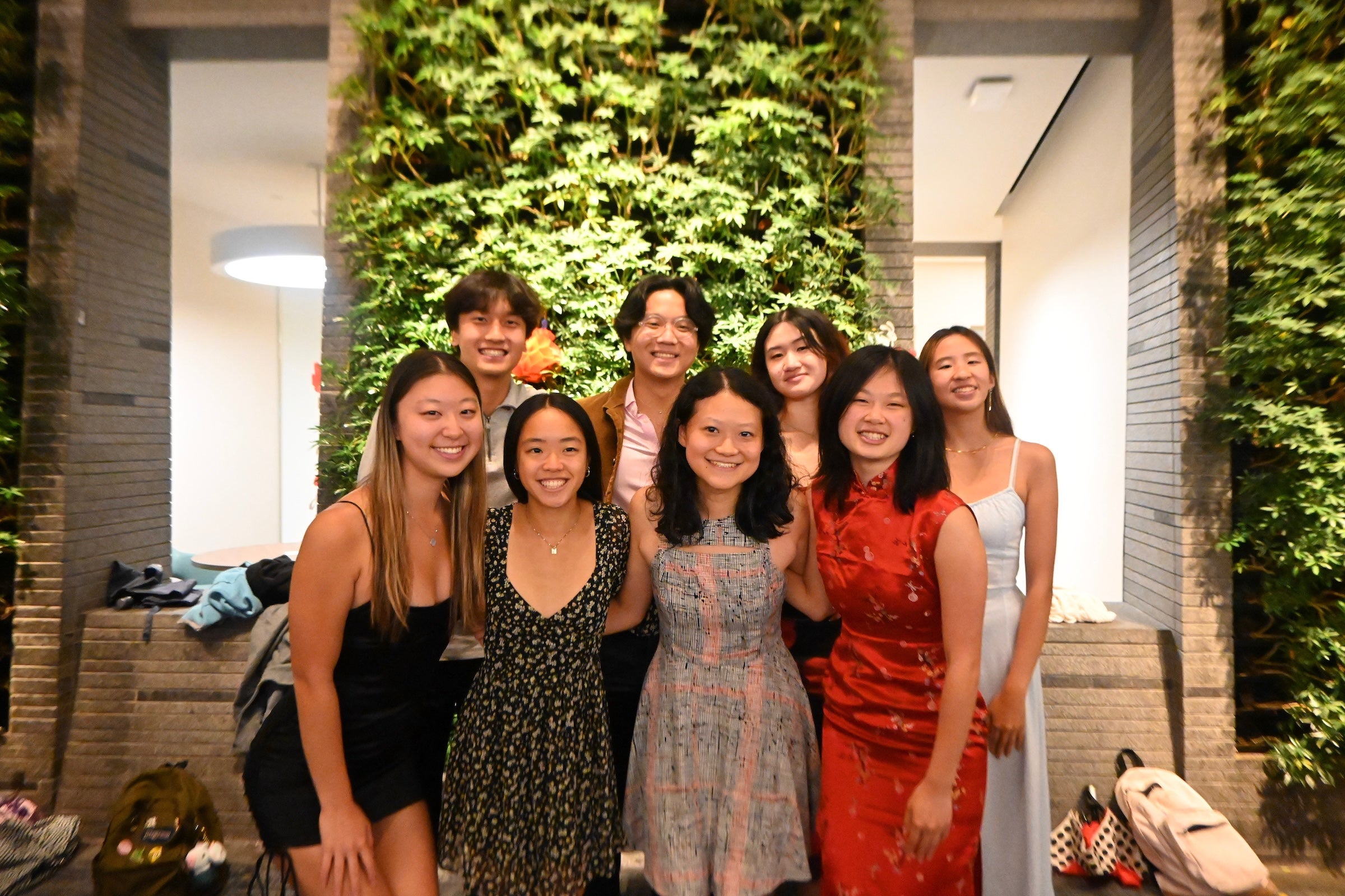 Jonathan Lee in a group photo with seven other students in the Chinese Student Alliance.