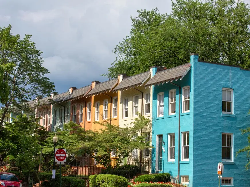 Colorful townhouses in the Georgetown neighborhood