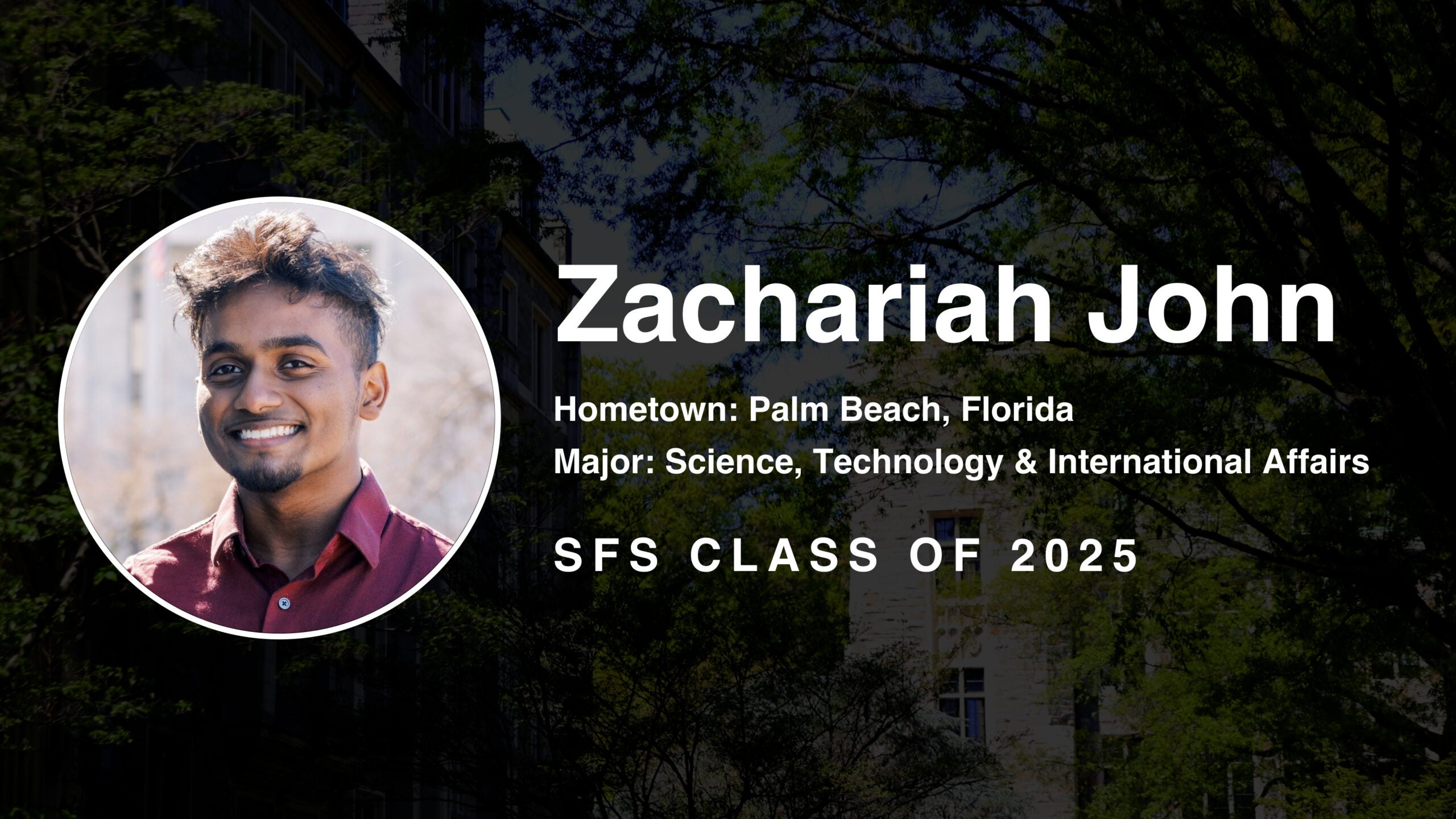 Zachariah John (SFS’25) explores life beyond Earth
