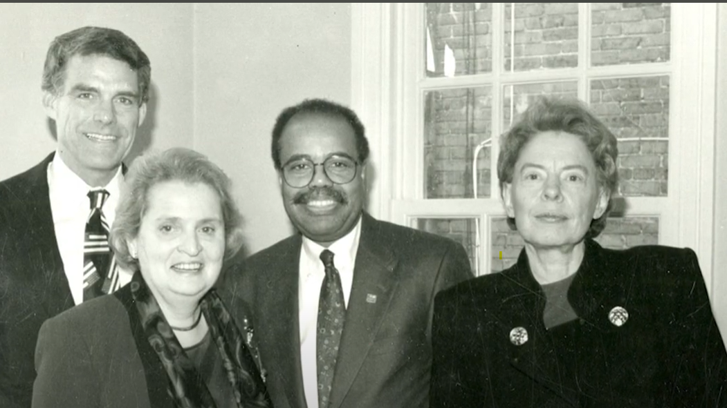 Black and white photo of four MSFS leaders.