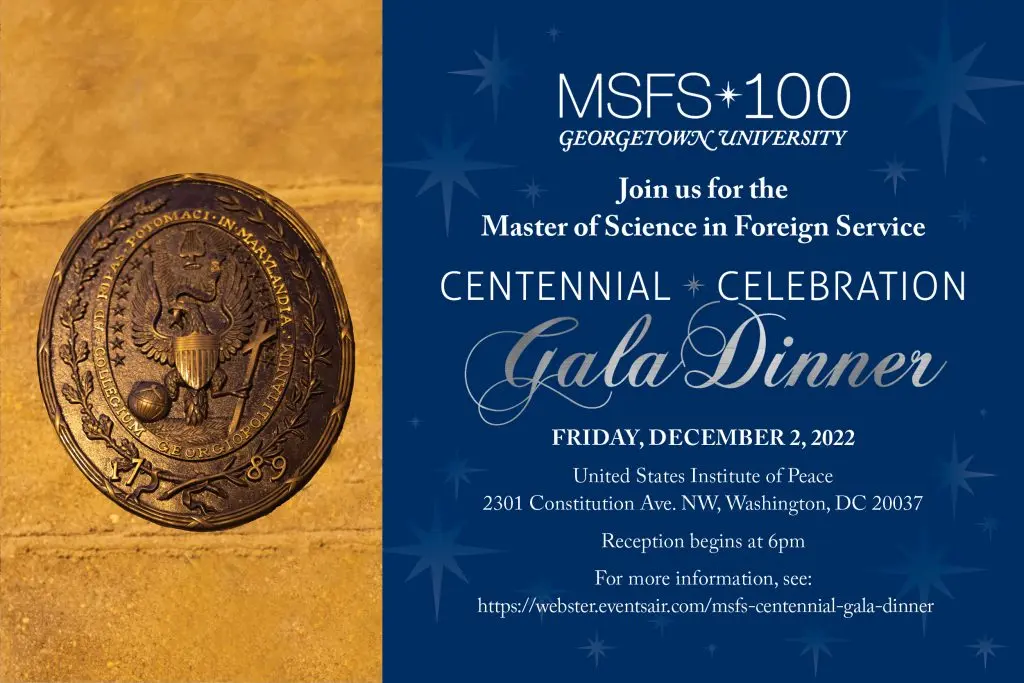 The MSFS Centennial Celebration Gala Dinner invitation.