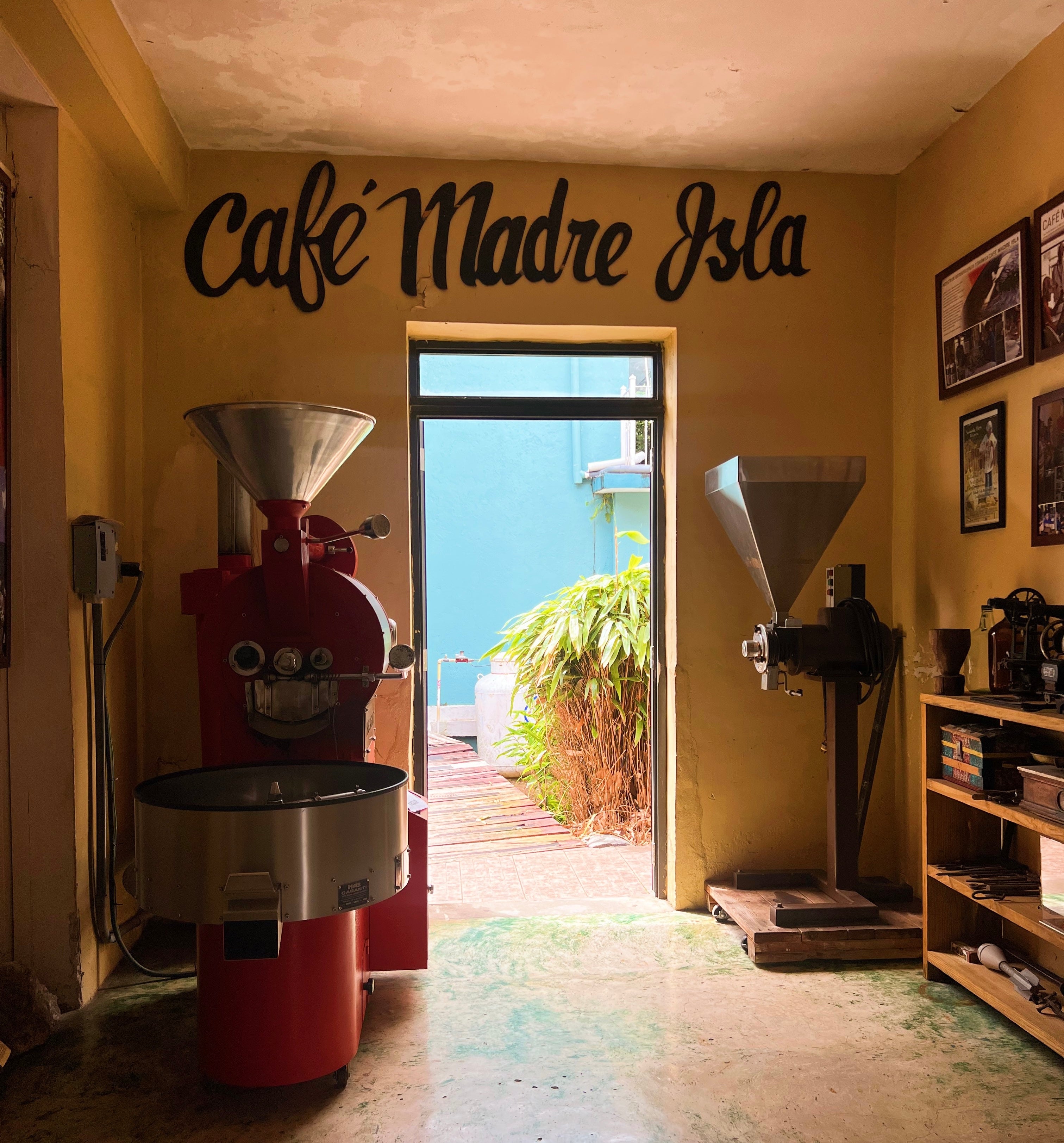 Spot where Casa Pueblo's coffee is processed—brought in from their farm, then roasted and packaged here.