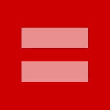 A red square with a pink equal sign in the center, associated with the Human Rights Campaign.
